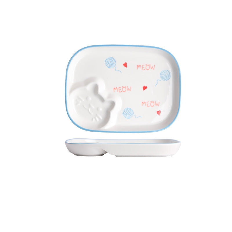 舍里 创意陶瓷饺子盘早餐盘带蘸碟 2色可选 - Milkbuy秒麦网