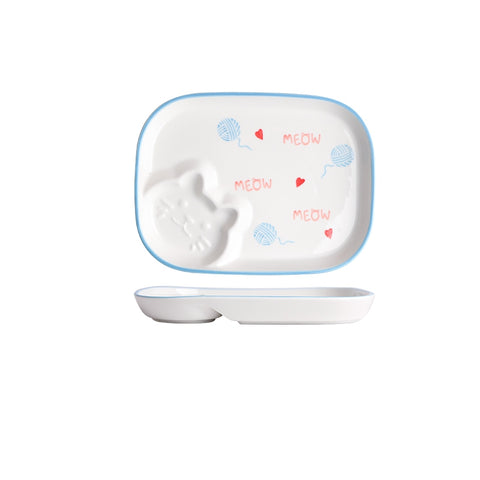 舍里 创意陶瓷饺子盘早餐盘带蘸碟 2色可选 - Milkbuy秒麦网