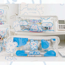 提拉多TELADO 奶油兔透明笔袋 小号 2款可选 - Milkbuy秒麦网