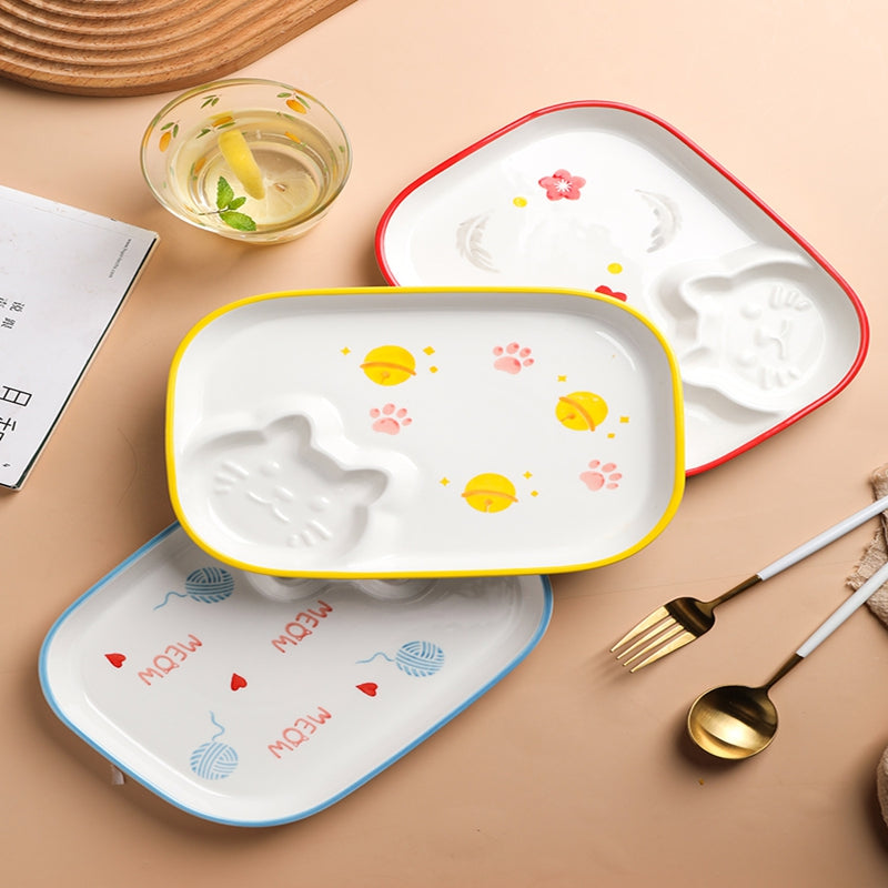 舍里 创意陶瓷饺子盘早餐盘带蘸碟 2色可选 - Milkbuy秒麦网